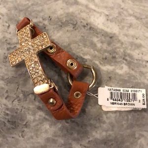 Leather cross bracelet